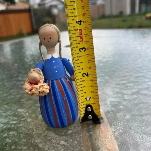 Vintage Swedish Folk Art Wooden Hand Painted Dolls Set of 3 - Picture 11 of 16